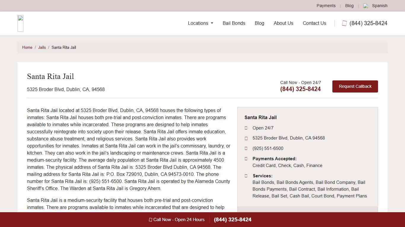 Santa Rita Jail Inmate Lookup and Bail Help